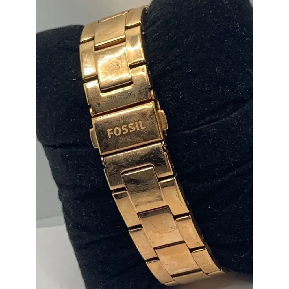 Fossil ES3590 Women Gold Stainless Steel Analog Rose Gold Dial Wrist Watch KL216